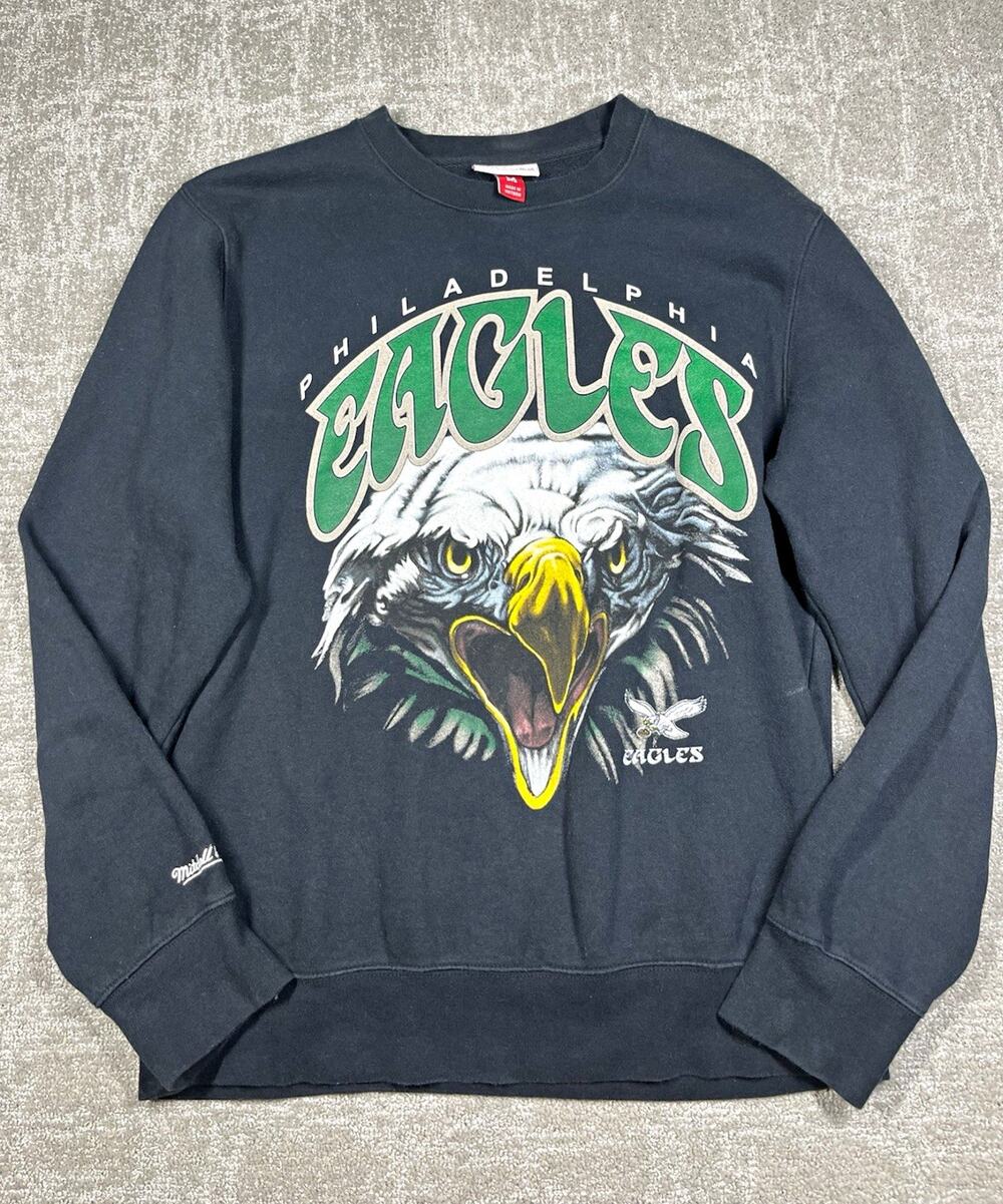 Mitchell & Ness Philadelphia Eagles NFL CrewNeck Sweatshirt Black Mens M